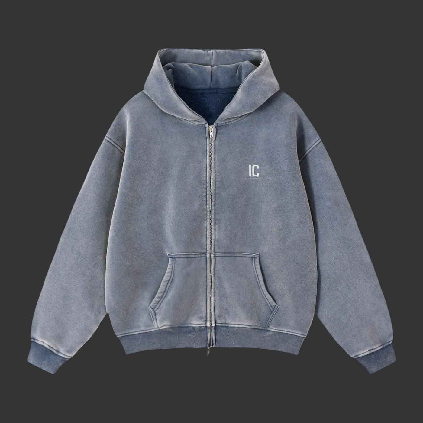 Zip-Through Boxy Fleece Hoodie