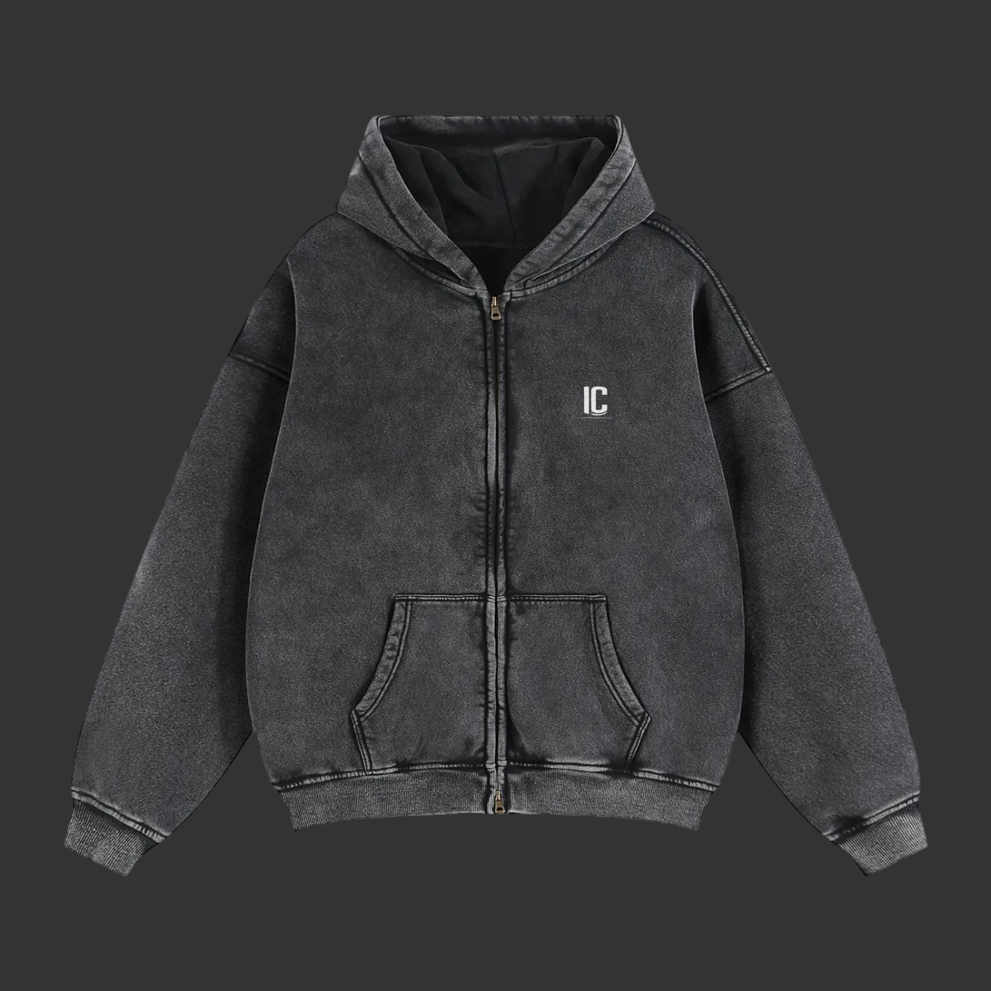 Zip-Through Boxy Fleece Hoodie